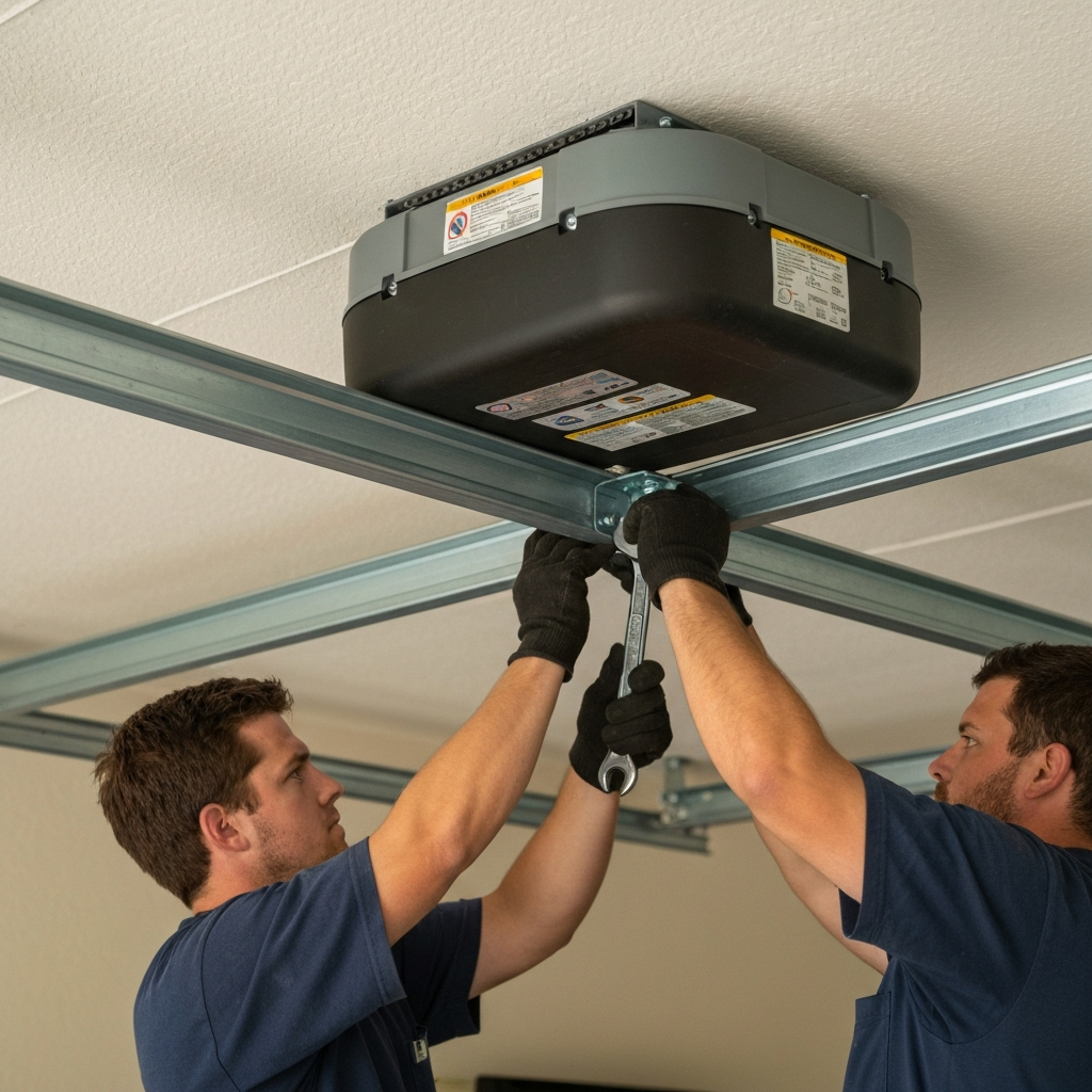 Garage door opener installation by professional technician