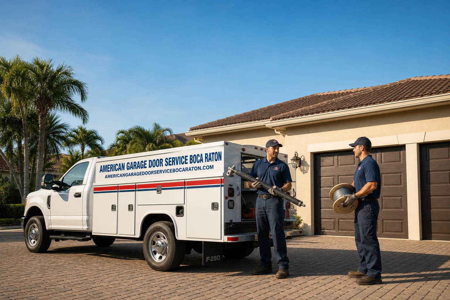American Garage Door Service Boca Raton service vehicle and crew in Boca Raton, FL